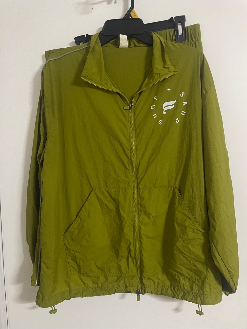 Fabletics Olive Green Lightweight Zip-Up Windbreaker Jacket and Matching Shorts